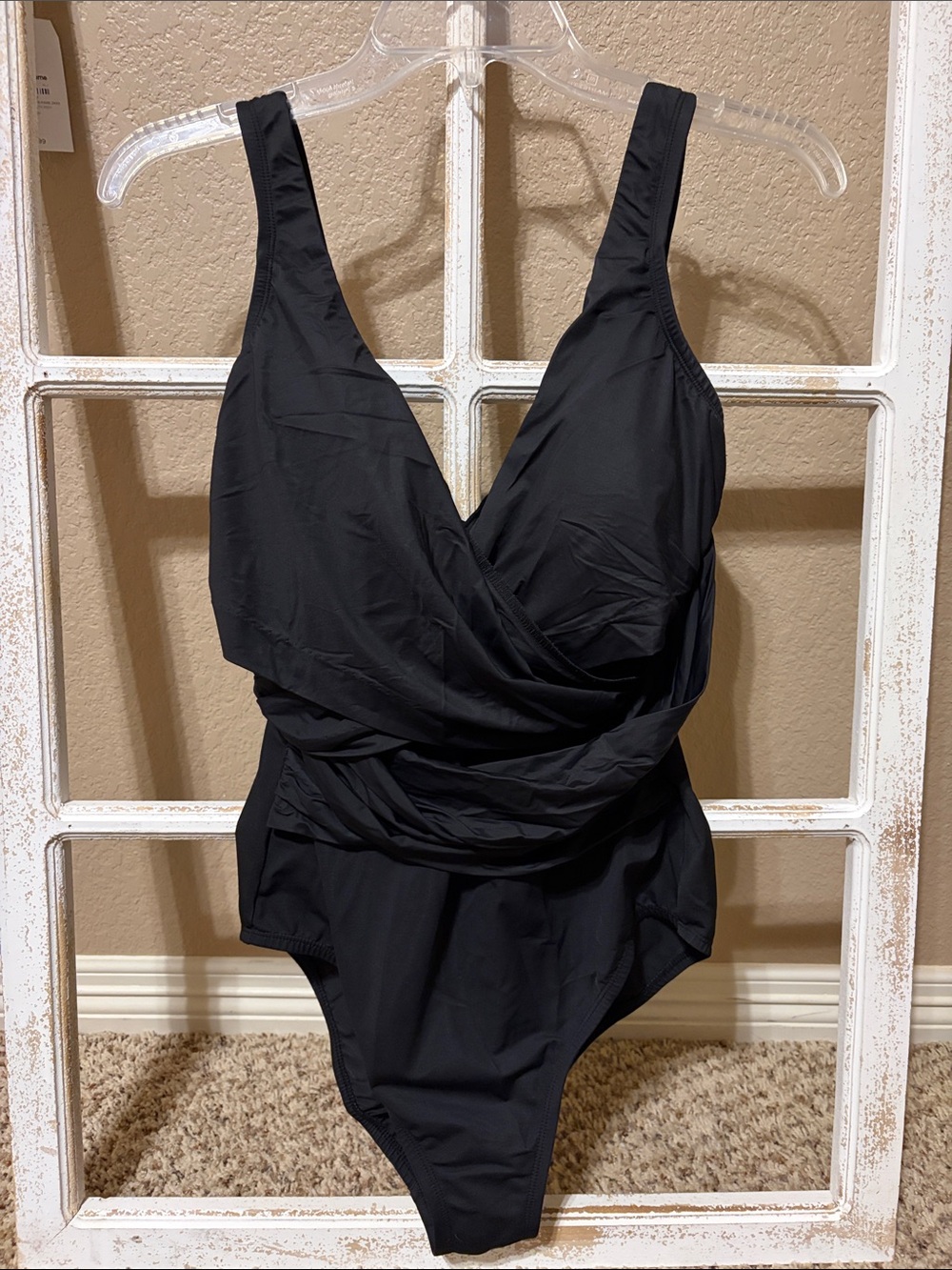 Land’s End-Women’s Classic Black One-Piece Swimsuit - Sleek V-Neck